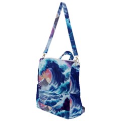 Storm Tsunami Waves Ocean Sea Nautical Nature Crossbody Backpack by Jancukart