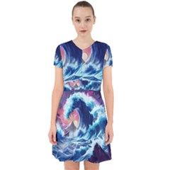 Storm Tsunami Waves Ocean Sea Nautical Nature Adorable In Chiffon Dress by Jancukart