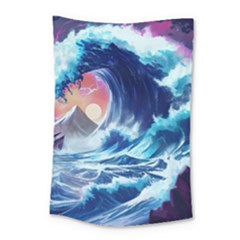 Storm Tsunami Waves Ocean Sea Nautical Nature Small Tapestry by Jancukart