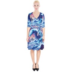 Storm Tsunami Waves Ocean Sea Nautical Nature Wrap Up Cocktail Dress