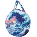 Storm Tsunami Waves Ocean Sea Nautical Nature Giant Round Zipper Tote View2