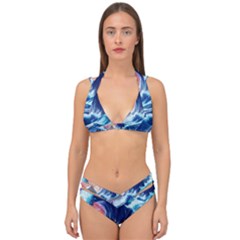 Storm Tsunami Waves Ocean Sea Nautical Nature Double Strap Halter Bikini Set by Jancukart