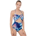 Storm Tsunami Waves Ocean Sea Nautical Nature Scallop Top Cut Out Swimsuit View1