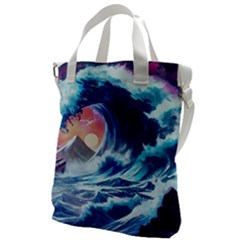 Storm Tsunami Waves Ocean Sea Nautical Nature Canvas Messenger Bag by Jancukart