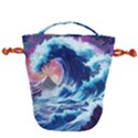 Storm Tsunami Waves Ocean Sea Nautical Nature Drawstring Bucket Bag View2