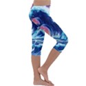 Storm Tsunami Waves Ocean Sea Nautical Nature Kids  Lightweight Velour Capri Leggings  View3