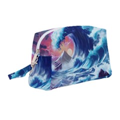 Storm Tsunami Waves Ocean Sea Nautical Nature Wristlet Pouch Bag (medium) by Jancukart