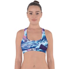 Storm Tsunami Waves Ocean Sea Nautical Nature Cross Back Hipster Bikini Top 