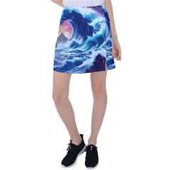 Storm Tsunami Waves Ocean Sea Nautical Nature Tennis Skirt