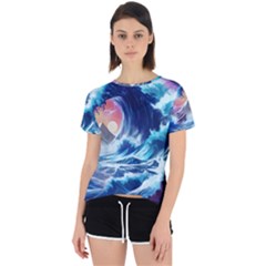 Storm Tsunami Waves Ocean Sea Nautical Nature Open Back Sport Tee