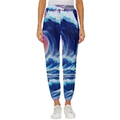 Storm Tsunami Waves Ocean Sea Nautical Nature Women s Cropped Drawstring Pants by Jancukart