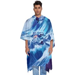 Storm Tsunami Waves Ocean Sea Nautical Nature Men s Hooded Rain Ponchos