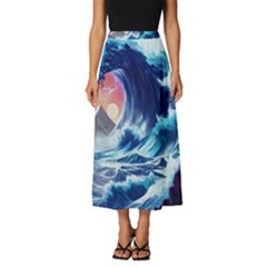 Storm Tsunami Waves Ocean Sea Nautical Nature Classic Midi Chiffon Skirt