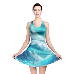 Tsunami Waves Ocean Sea Nautical Nature Water Tidal Reversible Skater Dress