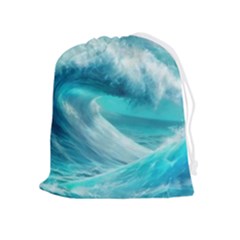 Tsunami Waves Ocean Sea Nautical Nature Water Tidal Drawstring Pouch (xl) by Jancukart