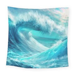 Tsunami Waves Ocean Sea Nautical Nature Water Tidal Square Tapestry (large)