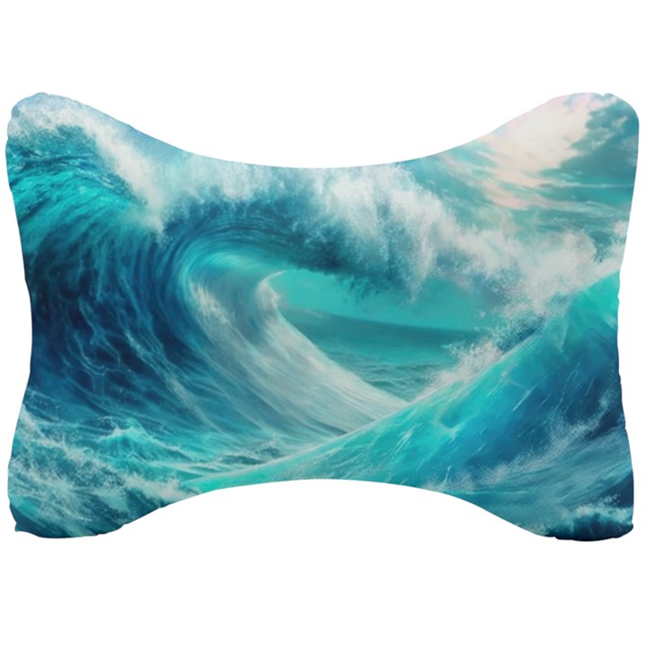 Tsunami Waves Ocean Sea Nautical Nature Water Tidal Seat Head Rest Cushion