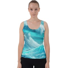 Tsunami Waves Ocean Sea Nautical Nature Water Tidal Velvet Tank Top