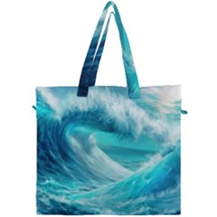 Tsunami Waves Ocean Sea Nautical Nature Water Tidal Canvas Travel Bag by Jancukart