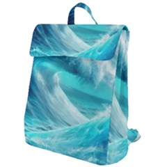 Tsunami Waves Ocean Sea Nautical Nature Water Tidal Flap Top Backpack by Jancukart