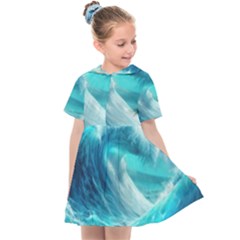 Tsunami Waves Ocean Sea Nautical Nature Water Tidal Kids  Sailor Dress