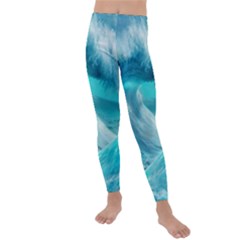 Tsunami Waves Ocean Sea Nautical Nature Water Tidal Kids  Lightweight Velour Leggings