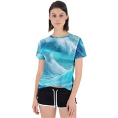 Tsunami Waves Ocean Sea Nautical Nature Water Tidal Open Back Sport Tee