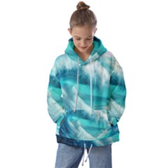 Tsunami Waves Ocean Sea Nautical Nature Water Tidal Kids  Oversized Hoodie