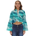 Tsunami Waves Ocean Sea Nautical Nature Water Tidal Boho Long Bell Sleeve Top View1