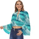 Tsunami Waves Ocean Sea Nautical Nature Water Tidal Boho Long Bell Sleeve Top View2