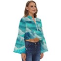 Tsunami Waves Ocean Sea Nautical Nature Water Tidal Boho Long Bell Sleeve Top View3