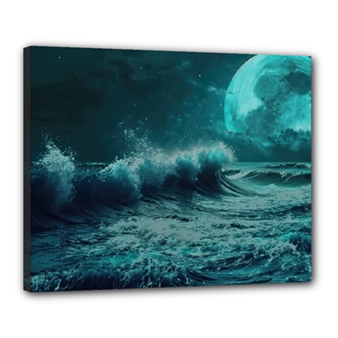 Waves Ocean Sea Tsunami Nautical 2 Canvas 20  X 16  (stretched) by Jancukart