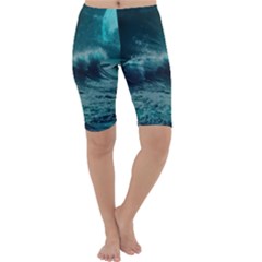 Waves Ocean Sea Tsunami Nautical 2 Cropped Leggings 