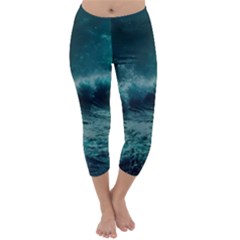 Waves Ocean Sea Tsunami Nautical 2 Capri Winter Leggings 