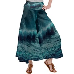 Waves Ocean Sea Tsunami Nautical 2 Women s Satin Palazzo Pants