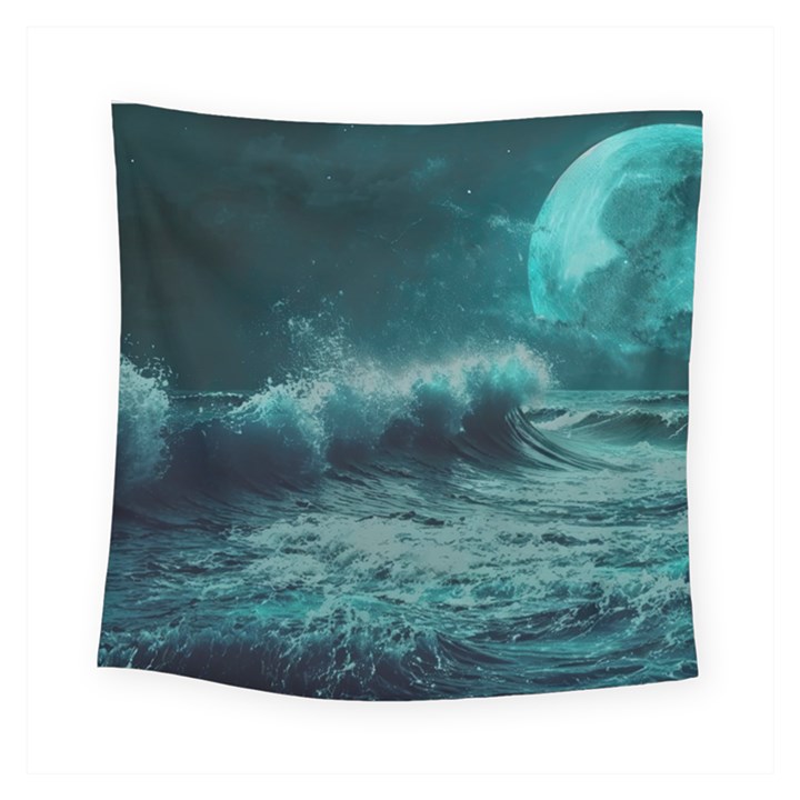 Waves Ocean Sea Tsunami Nautical 2 Square Tapestry (Small)