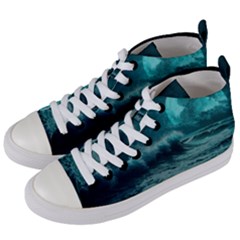 Waves Ocean Sea Tsunami Nautical 2 Women s Mid-top Canvas Sneakers