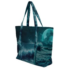 Waves Ocean Sea Tsunami Nautical 2 Zip Up Canvas Bag by Jancukart