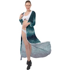 Waves Ocean Sea Tsunami Nautical 2 Maxi Chiffon Beach Wrap by Jancukart