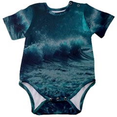 Waves Ocean Sea Tsunami Nautical 2 Baby Short Sleeve Bodysuit by Jancukart