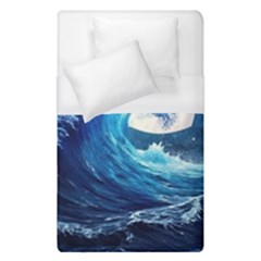 Tsunami Waves Ocean Sea Nautical Nature Water Moon Duvet Cover (single Size) by Jancukart