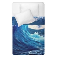 Tsunami Waves Ocean Sea Nautical Nature Water Moon Duvet Cover Double Side (single Size) by Jancukart