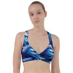 Tsunami Waves Ocean Sea Nautical Nature Water Moon Sweetheart Sports Bra by Jancukart