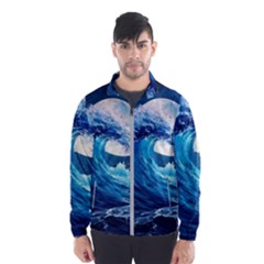 Tsunami Waves Ocean Sea Nautical Nature Water Moon Men s Windbreaker by Jancukart