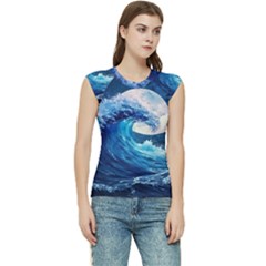 Tsunami Waves Ocean Sea Nautical Nature Water Moon Women s Raglan Cap Sleeve Tee by Jancukart