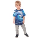 Tsunami Waves Ocean Sea Nautical Nature Water Moon Kids  Raglan Tee View1