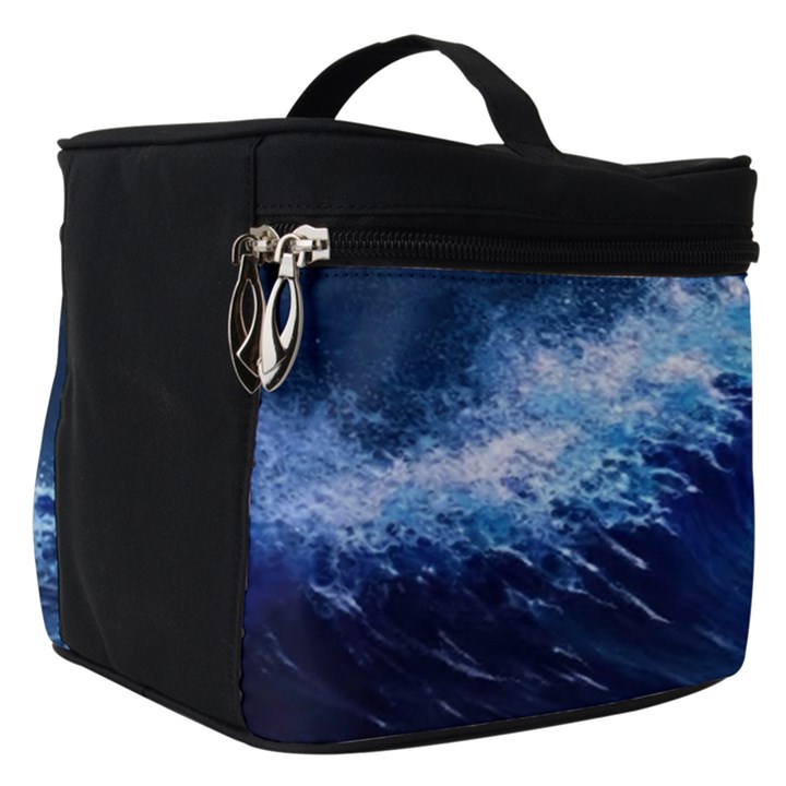 Tsunami Waves Ocean Sea Nautical Nature Water Moon Make Up Travel Bag (Small)