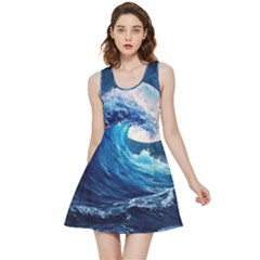 Tsunami Waves Ocean Sea Nautical Nature Water Moon Inside Out Reversible Sleeveless Dress by Jancukart