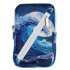 Tsunami Waves Ocean Sea Nautical Nature Water Moon Belt Pouch Bag (small) by Jancukart