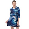 Tsunami Waves Ocean Sea Nautical Nature Water Moon Mini Skater Shirt Dress View1